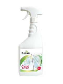 KLASA – Čistič skel a oken 750 ml – rychle odstraňuje nečistoty a mastnotu, schne beze šmouh a zanechává svěží vůni.