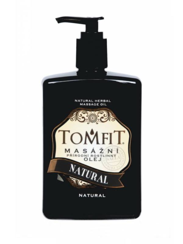 TOMFIT přírodní masážní olej – Natural 500 ml – univerzální péče o pokožku a vlasy s mandlovým a makadamiovým olejem