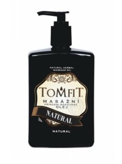 TOMFIT přírodní masážní olej – Natural 500 ml – univerzální péče o pokožku a vlasy s mandlovým a makadamiovým olejem