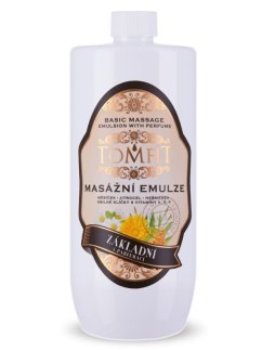 TOMFIT masážní emulze – Základní s parfemací 1 l – osvěžující emulze pro sportovní, kondiční a relaxační masáže s jemnou vůní