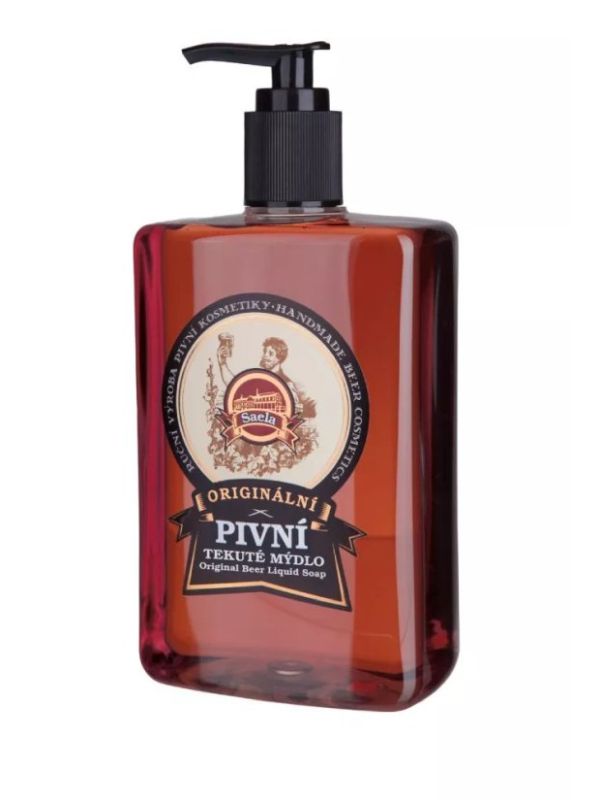 Originální pivní tekuté mýdlo 500 ml – hydratační a regenerační péče s glycerinem, pivem a vitamíny B pro jemnou pokožku.