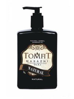 TOMFIT přírodní masážní olej – Natural 500 ml – univerzální péče o pokožku a vlasy s mandlovým a makadamiovým olejem