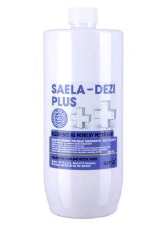 SAELA – DEZI PLUS – Dezinfekce na povrchy 1 l – silná dezinfekce s 75,8 % ethanolu a peroxidem vodíku, účinně eliminuje viry, bakterie i plísně, ideální pro zdravotnictví a veřejné prostory.