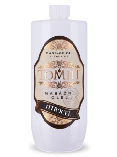TOMFIT masážní olej – Jitrocel 1 l – zklidnění, regenerace a péče pro citlivou pokožku