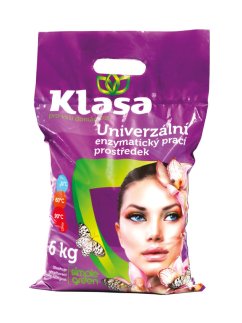 KLASA – Prací prášek 6 kg – účinně odstraňuje skvrny a mastnotu, chrání barvy a tkaniny, vhodný pro praní od 30 °C do 95 °C.