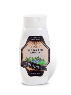 TOMFIT masážní emulze – Chladivá 250 ml s mentolem, mátou, eukalyptem a libavkou