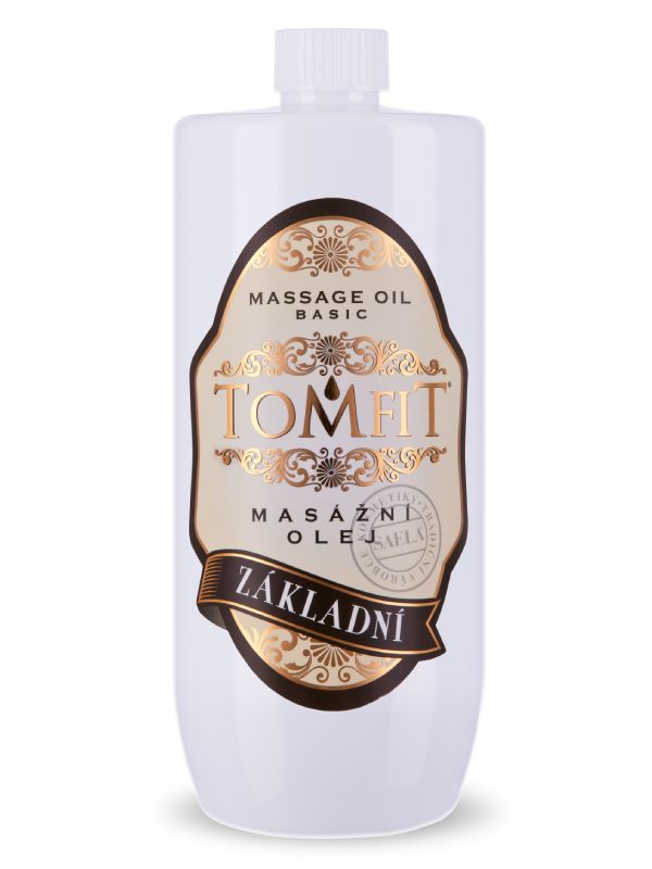TOMFIT masážní olej – Základní 1 l – univerzální olej pro relaxaci, regeneraci a sportovní masáže