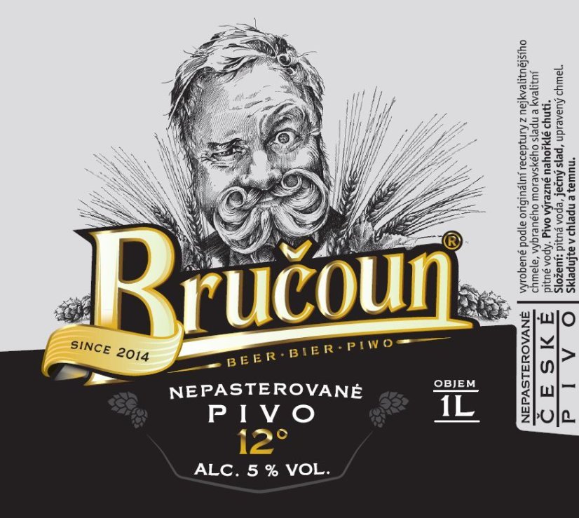 Pivo 12° – Bručoun 1 litr – etiketa