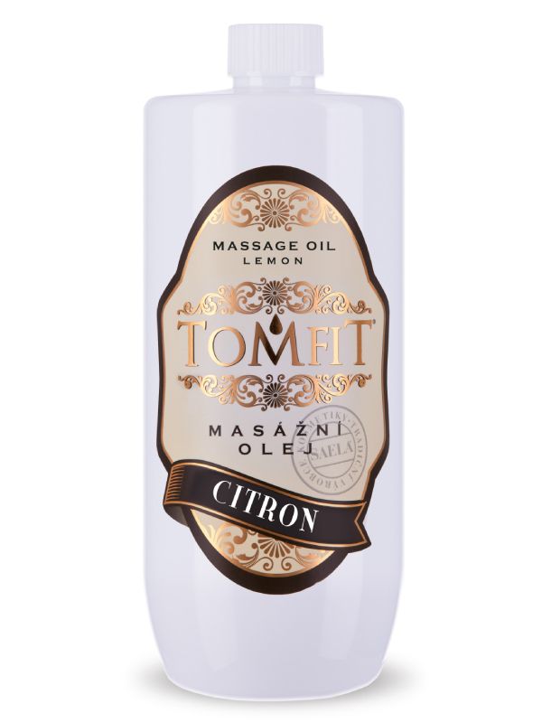 TOMFIT minerální masážní olej – Citron 1 l – osvěžující stimulace, relaxace a péče pro pleť