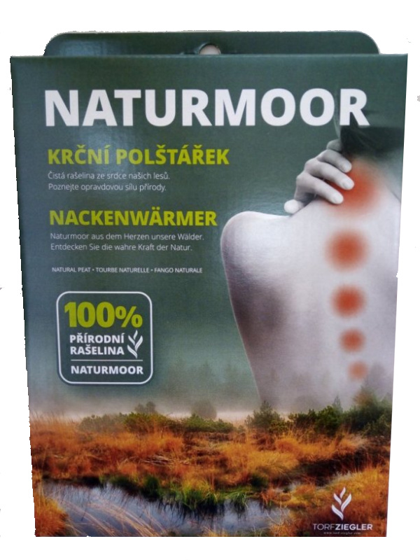 Rašelinový krční polštář – balení produktu v krabičce pro pohodlné skladování a použití