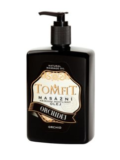 TOMFIT přírodní masážní olej – Orchidej 500 ml – Mandlový olej s vůní orchideje pro relaxaci, hydrataci a zjemnění pokožky.