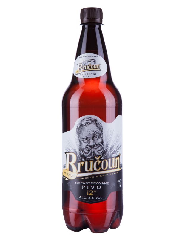 Pivo 12° – Bručoun 1 litr – nepasterované plzeňské pivo s výraznou hořkostí a obsahem alkoholu 5%