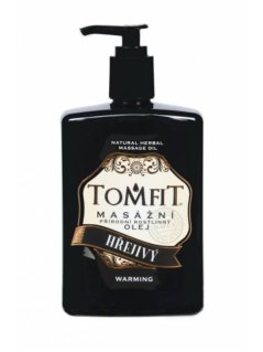 TOMFIT přírodní masážní olej – Hřejivý 500 ml – směs mandlového a makadamiového oleje s hřejivými silicemi pro uvolnění svalů a regeneraci