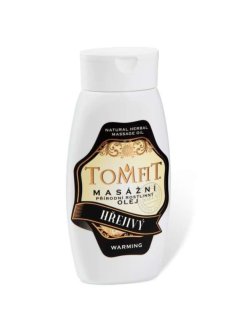 TOMFIT přírodní masážní olej – Hřejivý 250 ml – prohřátí, regenerace a podpora imunity s vůní zázvoru a santalového dřeva
