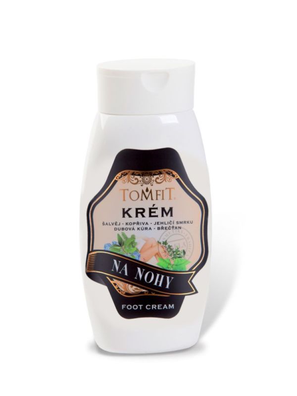 TOMFIT krém na nohy 250 ml – osvěžující a hydratační péče s přírodními extrakty a mentolem.